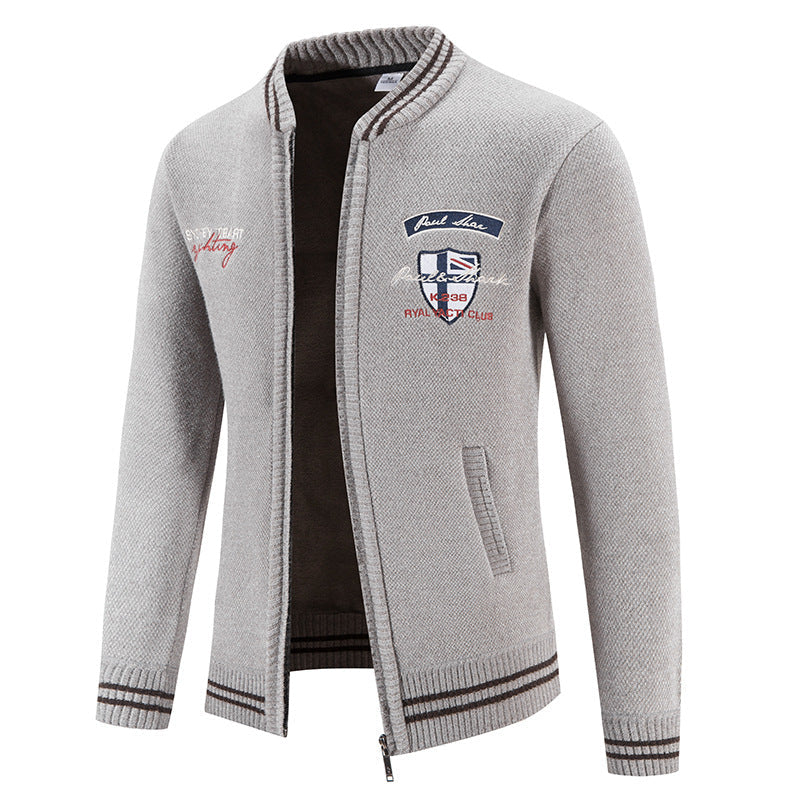 Street Wave Mens Sporty Knit Cardigan With Versatile Design And Breathable Cotton Blend