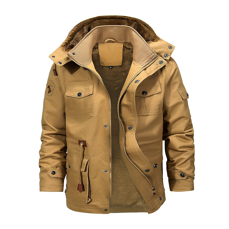 Street-wave Men's Weatherproof Rugged Utility Jacket With Warm Fleece Lining For Outdoors And City Wear