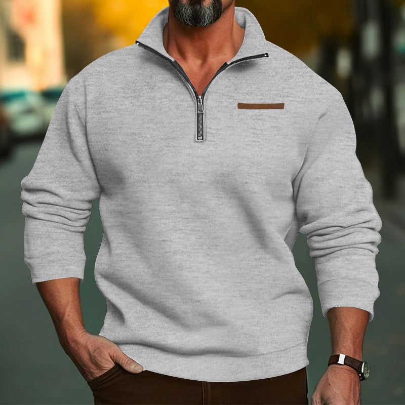 Street-wave Mens Fleece Zip Sweatshirt Cozy Warmth Everyday Comfort Modern Fit Urban Casual