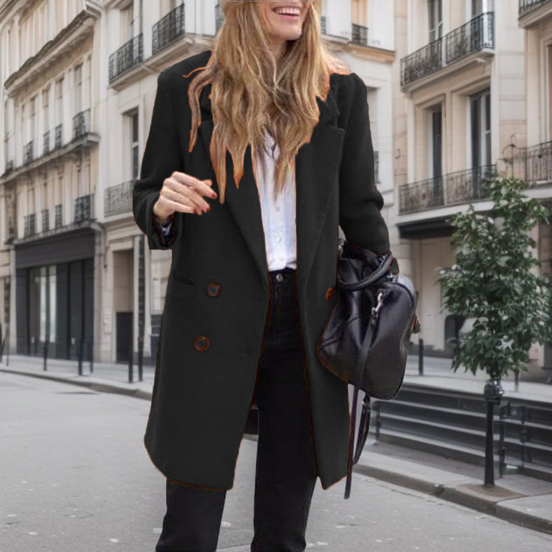 Street-Wave Women Boucle Trench Coat Elegant Luxurious Design With Modern Chic Details