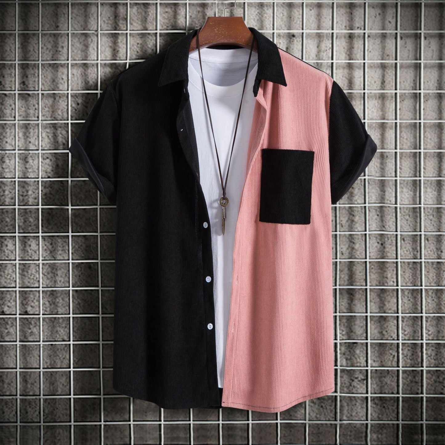 Street-Wave Breathable Textured Short Sleeve Shirt For Trendsetting Men Modern Design
