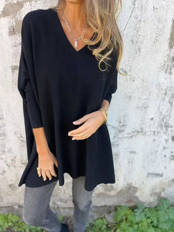 Streetwave Women Oversized V Neck Sweater Airy Breathable Cotton For Casual Days