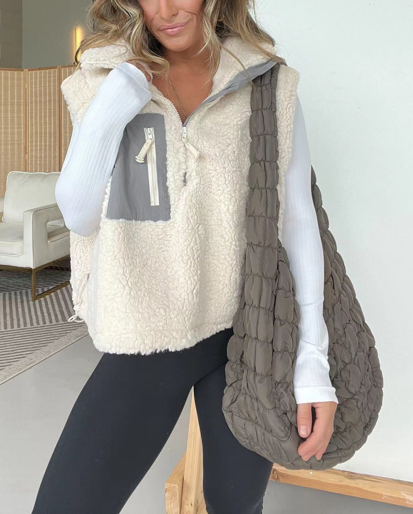 Street-wave Womens Cozy Fleece Vest With Practical Zipper For Chill Days Ideal Layer For Outdoors And Travel