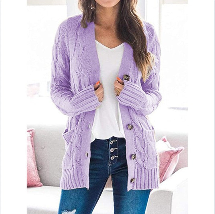 Streetwave Women's Chunky Knit Cardigan With Cable Pattern And Pockets Cozy Everyday Essential