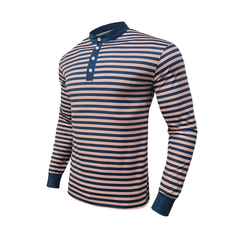 Streetwave Men's Long Sleeve Shirt With Striped Pattern And Sporty Collar Breathable For Casual Style