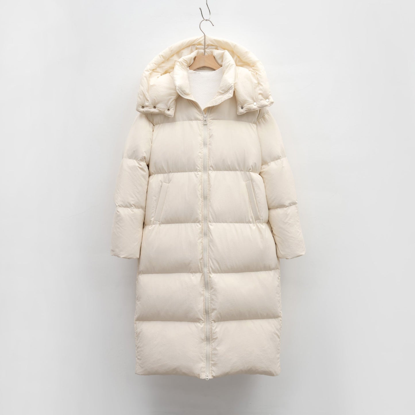 Street Wave Womens Long Down Puffer Coat With Removable Hood For Winter Warmth And Side Pockets
