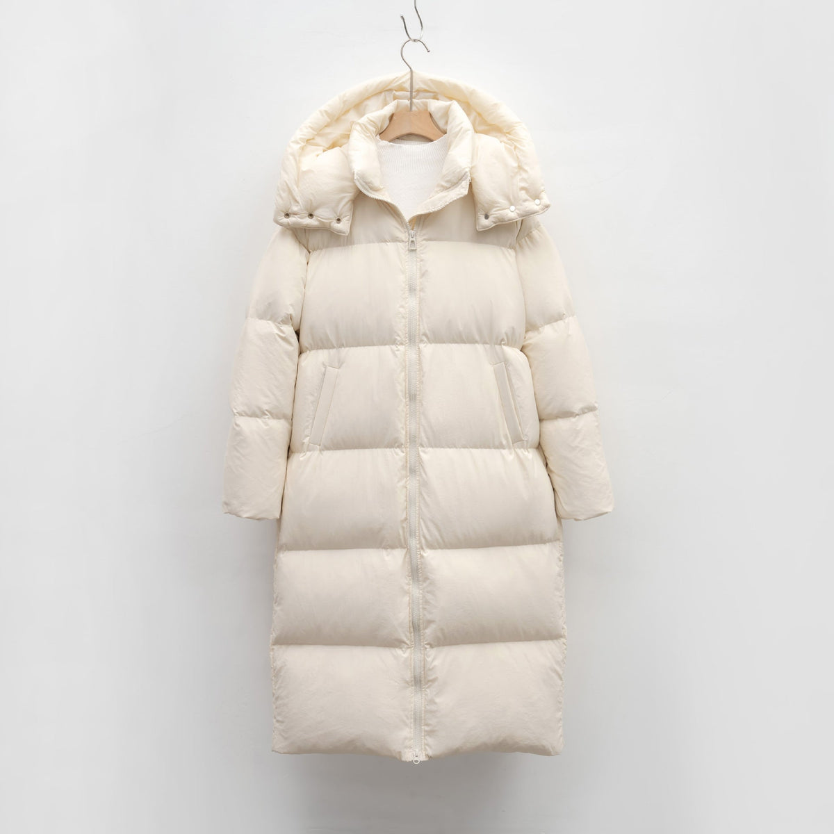 Street Wave Womens Long Down Puffer Coat With Removable Hood For Winter Warmth And Side Pockets