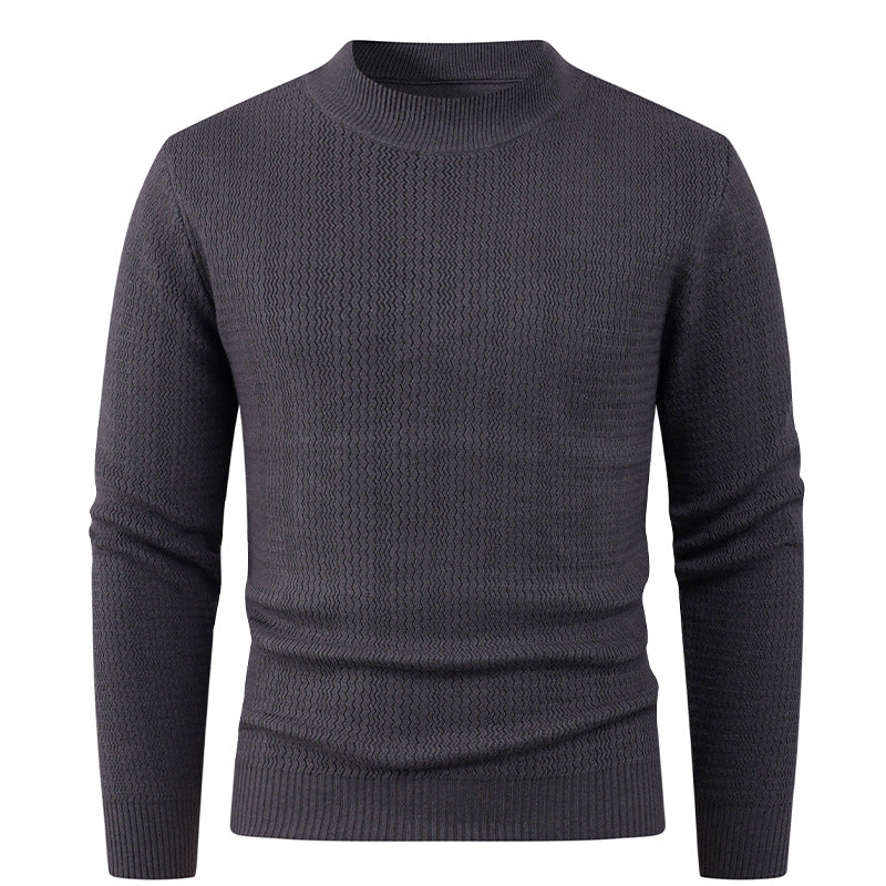 Street-Wave Men's Structured Knit Sweater With High Collar Modern Warmth And Style