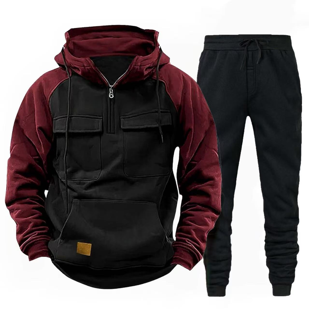 Street-Wave Mens Functional Zip Hoodie And Joggers Set For Active Performance And Comfort