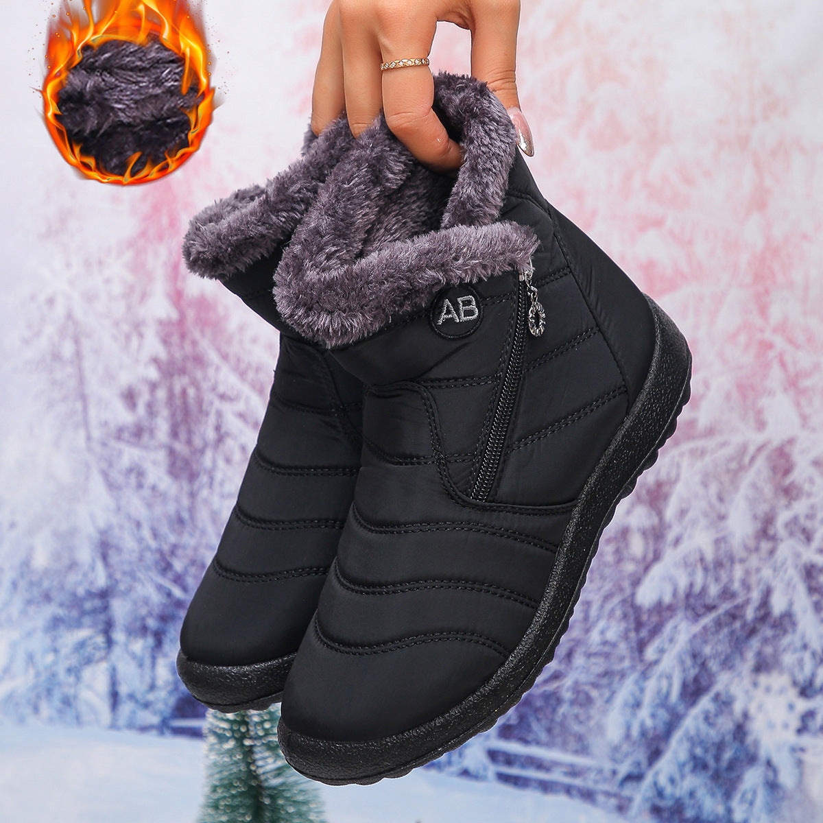 Streetwave Women Thermal Winter Boots With Cozy Fleece Lining Water Resistant Side Zip For Warm All Day Comfort