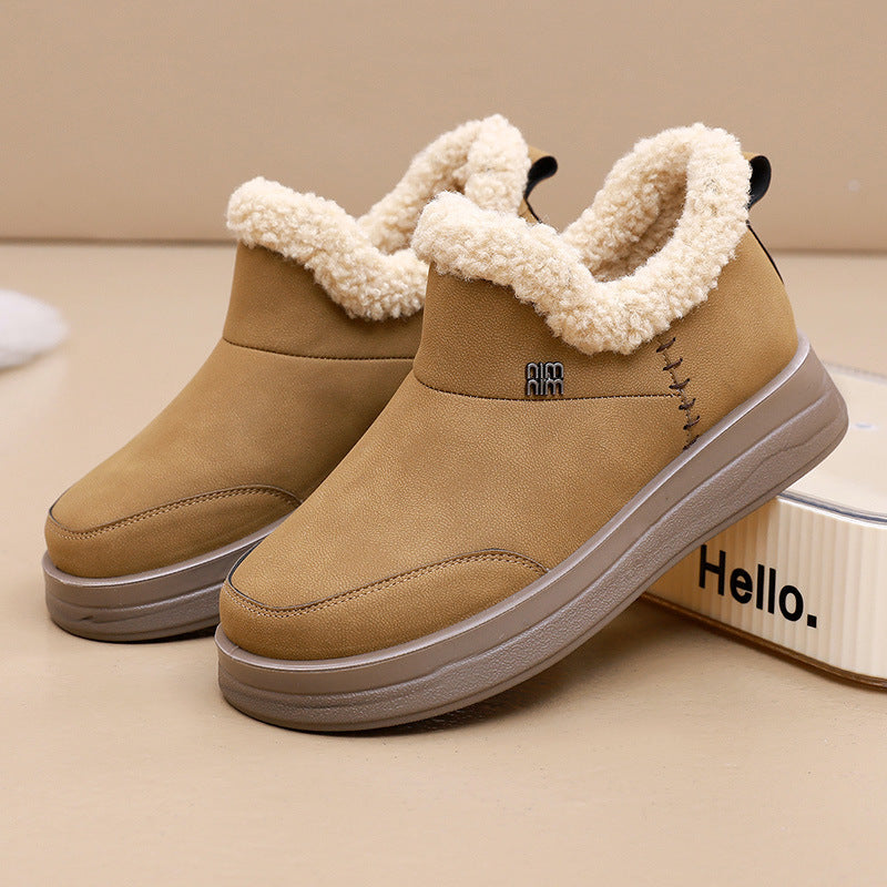 Street Wave Women Shearling Lined Winter Boots Warm Comfort Plush Fur Lining Cozy Insulated Slip On