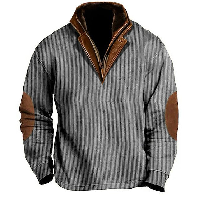 Street-Wave Men's Knit Sweater With High Collar Details For Fashion-Forward Men Everywhere