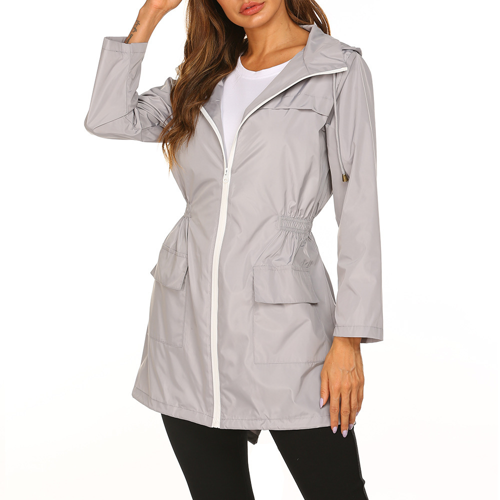 Street-wave Women Hooded Rain Jacket Long Length Water-Repellent Coat For All Weather Comfort