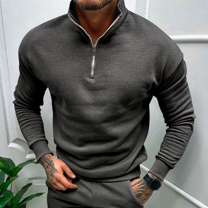 Mens Zip Neck Sweatshirt Street Wave Soft Breathable Comfort Stand Collar For Men