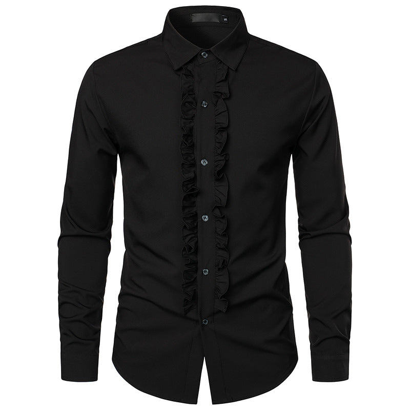 Streetwave Mens Ruffle Shirt Breathable Frill Front Versatile For Everyday Elegance And Occasions