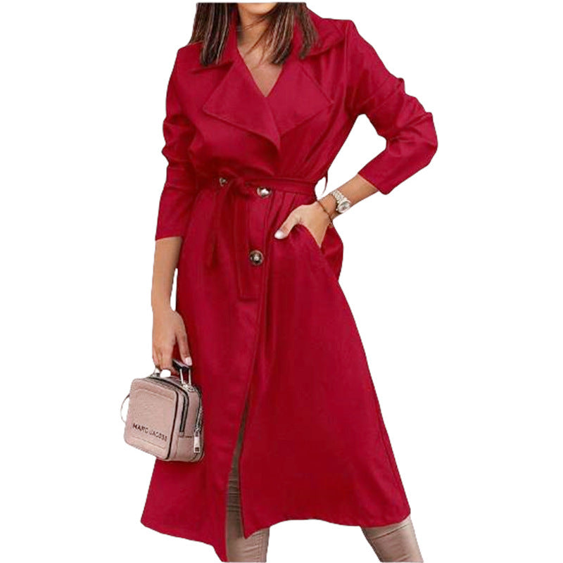 Streetwave Women's Elegant Trench Coat With Belt For Flattering Silhouette Lightweight Breathable Coat