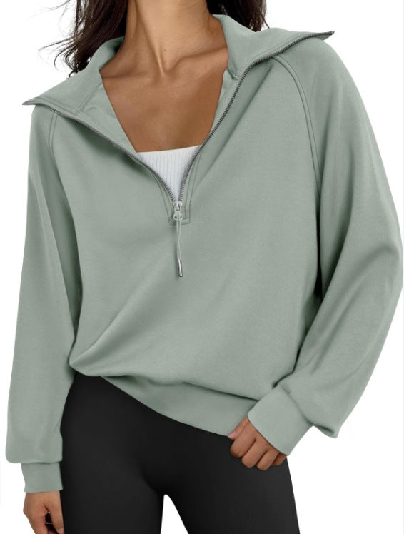 Street-wave Womens High Collar Zip Sweatshirt Cozy Versatile Casual Pullover For Everyday Wear