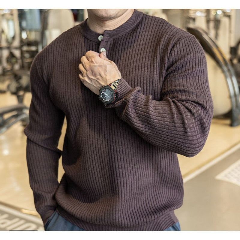 Street Wave Mens Premium Ribbed Knit Pullover With Structured Texture For Style Minded Men