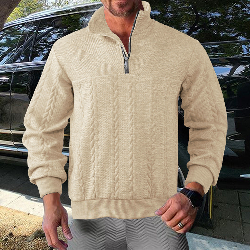 Streetwave Mens Zip Pullover With Structured Knit Design For Warmth And Breathable Comfort