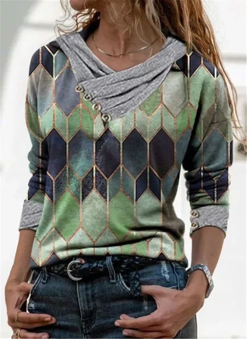 Street-wave Women Geometric Knit Sweater Soft Comfort Modern Chic For Fashion Forward Style