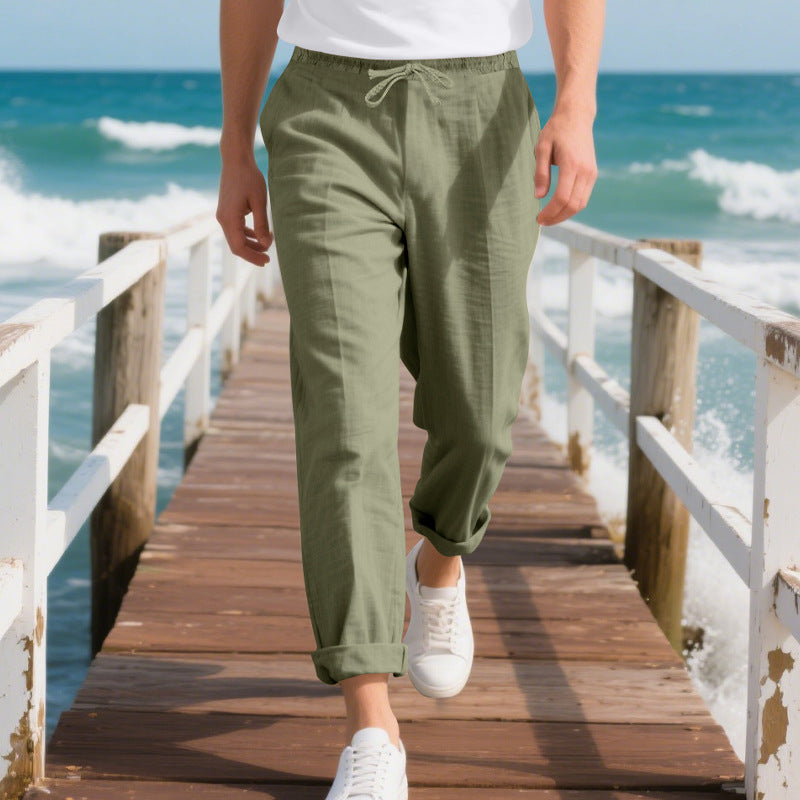 Street-Wave Men's Comfortable Beach Pants With Elastic Waistband And Adjustable Drawstring