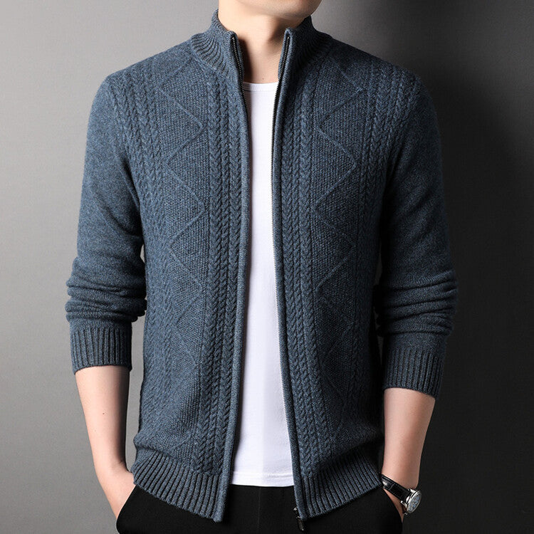 Men's Cable Knit Cardigan Street-wave Modern Patterned Knit Versatile Everyday Wear