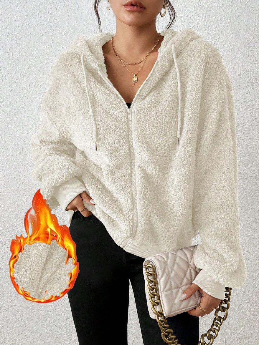 Street-Wave Women Cozy Fleece Jacket With Hood And Kangaroo Pocket For Warm All Day Comfort