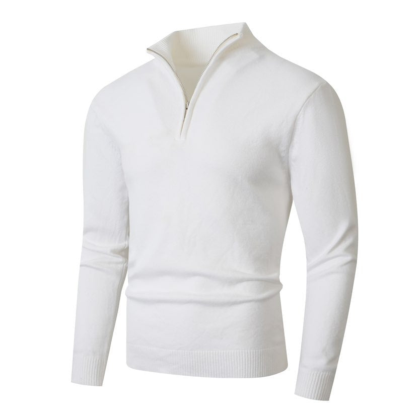 Men's Knit Pullover With Stand Collar And Premium Zip By Streetwave Breathable Cotton Comfort