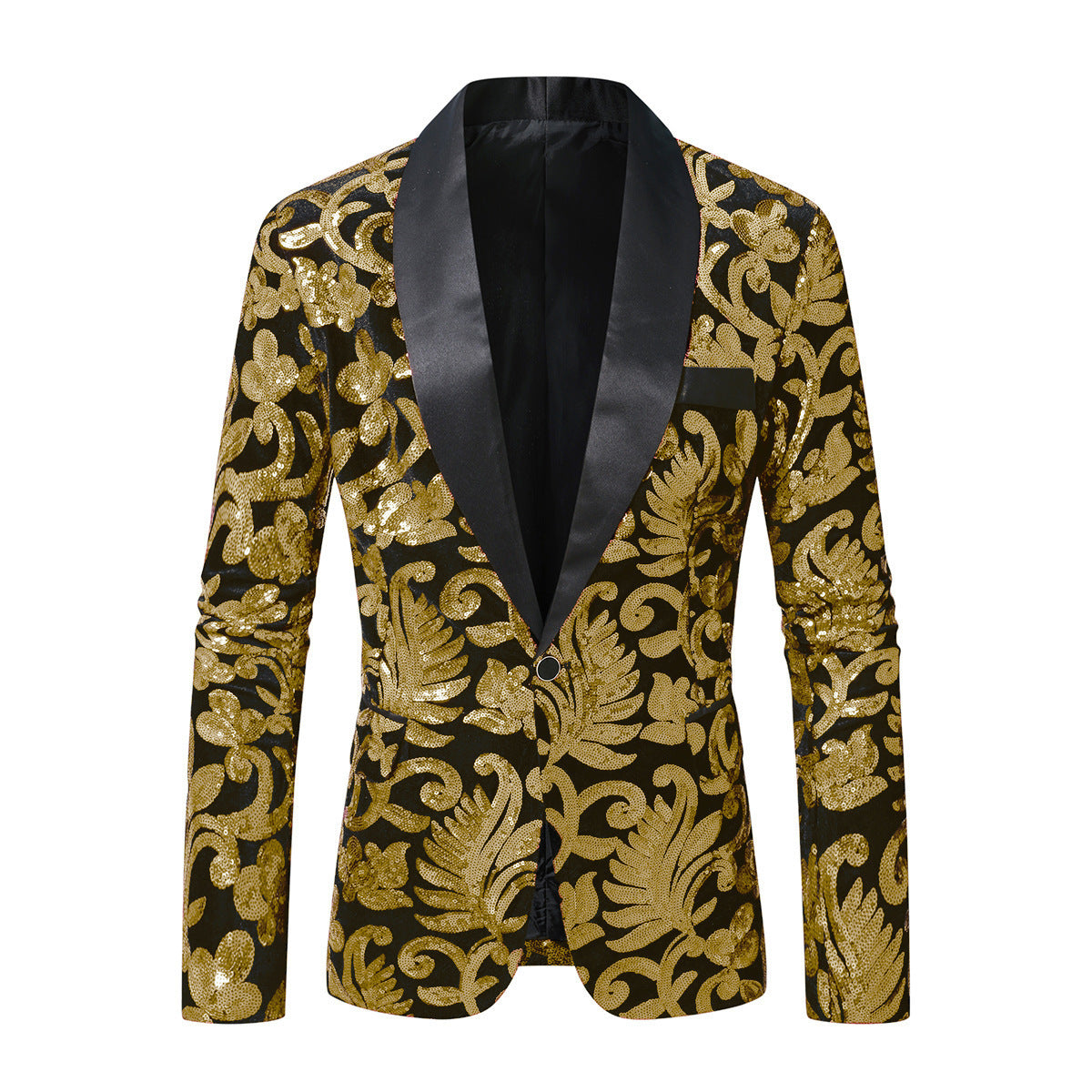 Street Wave Glittering Floral Sequin Blazer For Men Bold Showstopping Party Jacket
