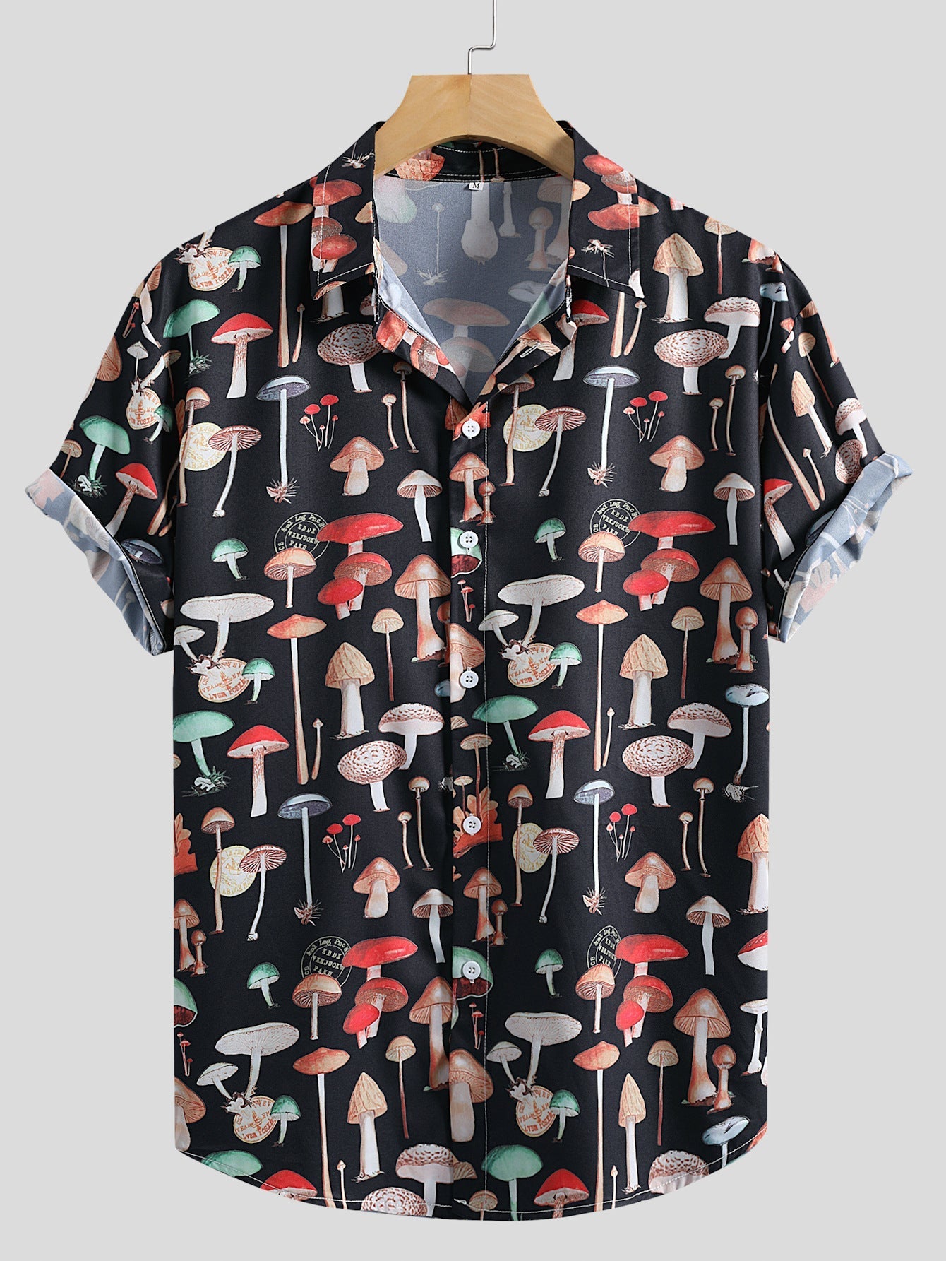 Streetwave Mushroom Print Shirt For Men Breathable Cotton Blend Comfortable Fit Casual Style