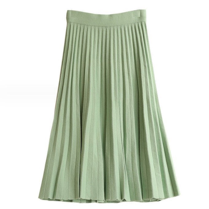 Street-wave Pleated Maxi Knit Skirt for Women Elegant Comfortable Everyday Wear Chic
