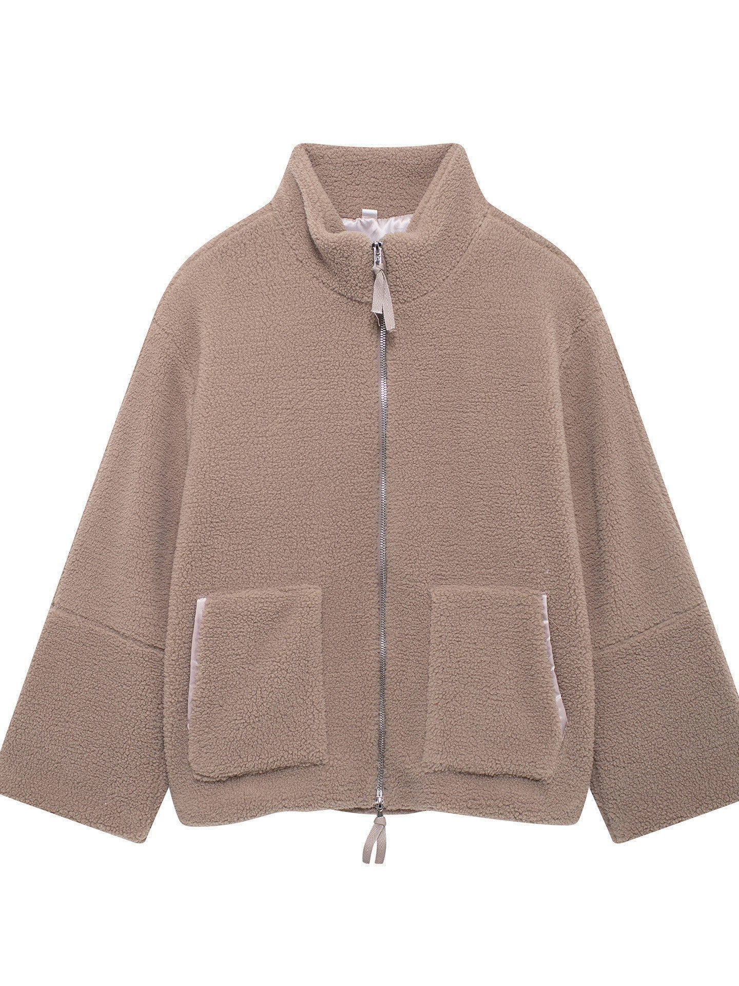 Womens Cozy Fleece Jacket With High Collar And Large Pockets Streetwave Warm Winter Essential