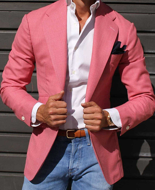 Street Wave Linen Blazer For Men Elegant Breathable Structured Fabric Modern Cut