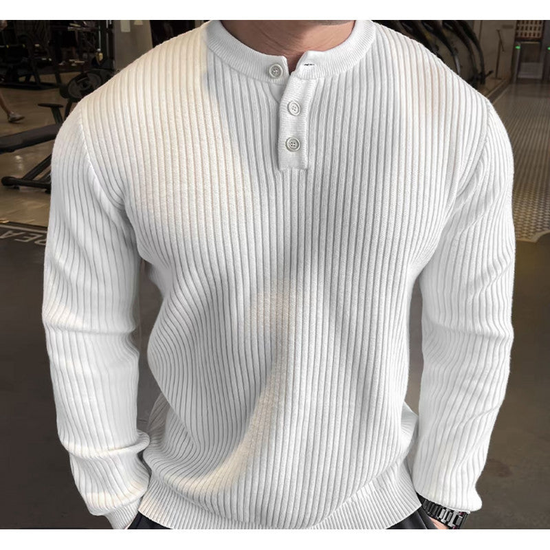 Street Wave Mens Premium Ribbed Knit Pullover With Structured Texture For Style Minded Men