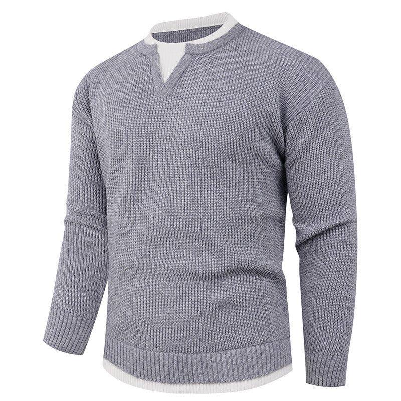 Street-Wave Mens V-Neck Knit Sweater With Premium Fine Texture For Everyday Comfort And Style