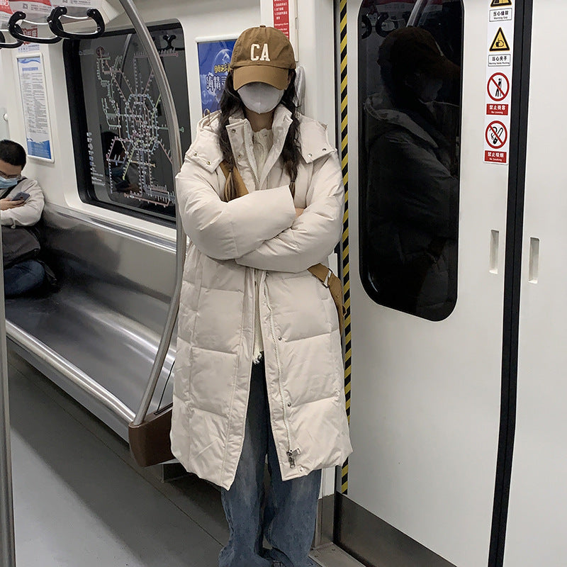 Long Puffer Coat For Women Street Wave Water Resistant With Practical Pockets For Cold Days