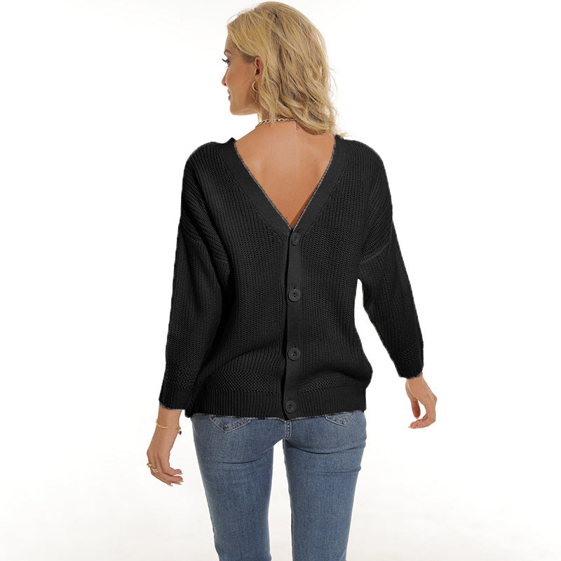 Street-Wave Womens Knit Cardigan With Deep V Neck And Button Placket For Women Soft Cozy Elegant