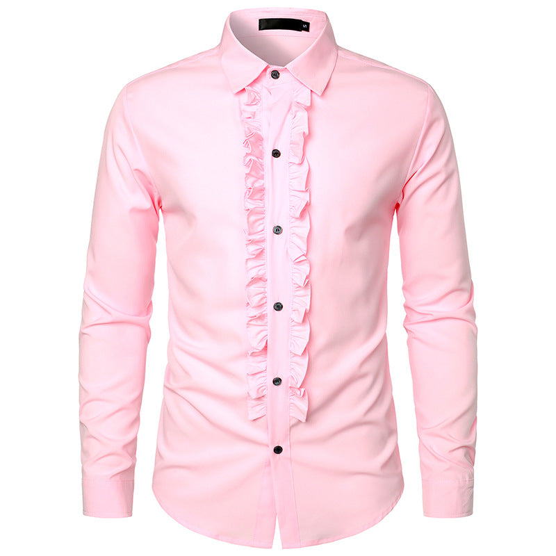 Streetwave Mens Ruffle Shirt Breathable Frill Front Versatile For Everyday Elegance And Occasions