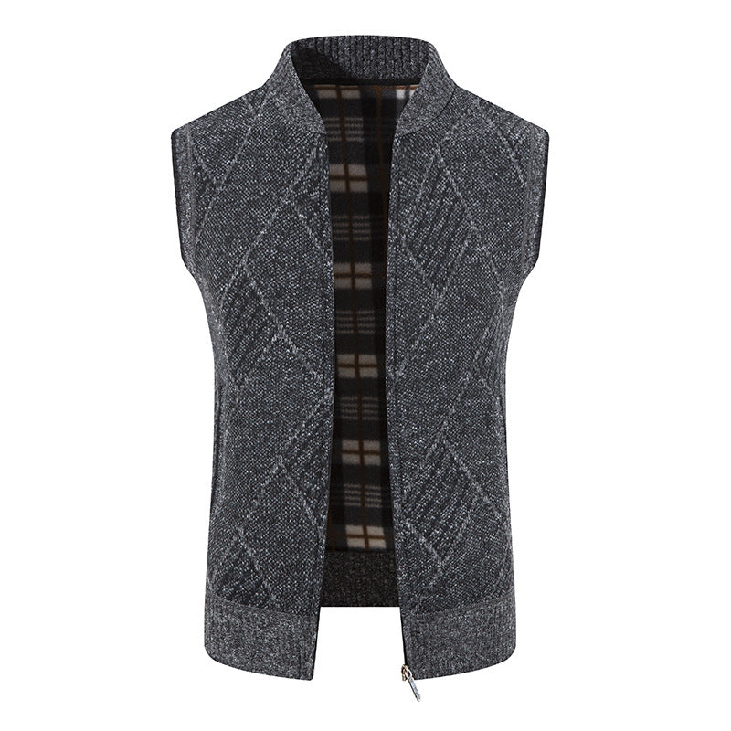 Street-Wave Men's Knit Vest With Diamond Pattern For Fashion-Forward Men Versatile Layering
