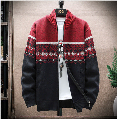Streetwave Mens Nordic Pattern Zip Cardigan Cozy Knitwear For Winter Layering Soft Warmth And Comfort