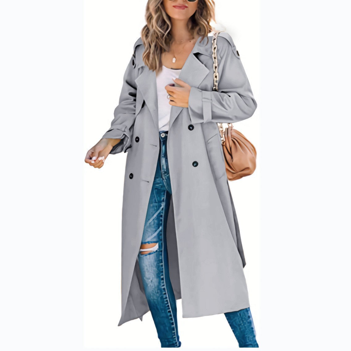 Street Wave Oversized Trench Coat For Women Chic Versatile Style With Elegant Details