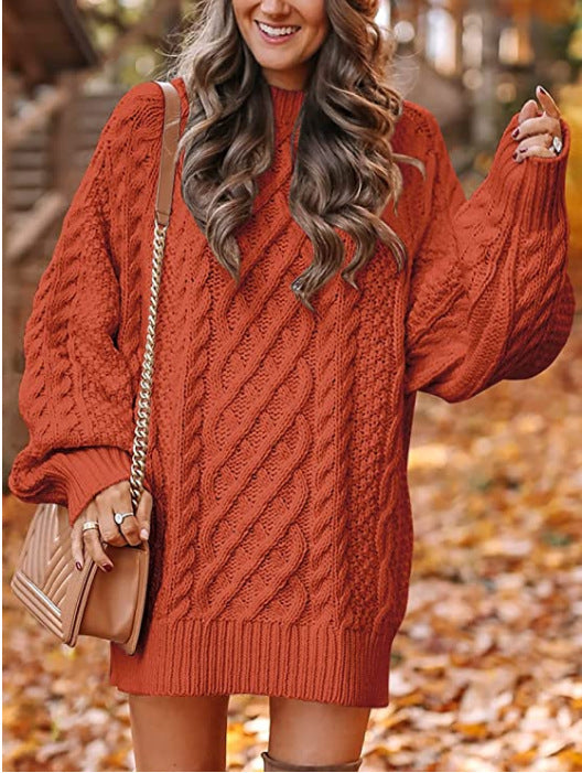 Street-wave Women's Cable Knit Sweater With Voluminous Sleeves In Soft Cozy Wool
