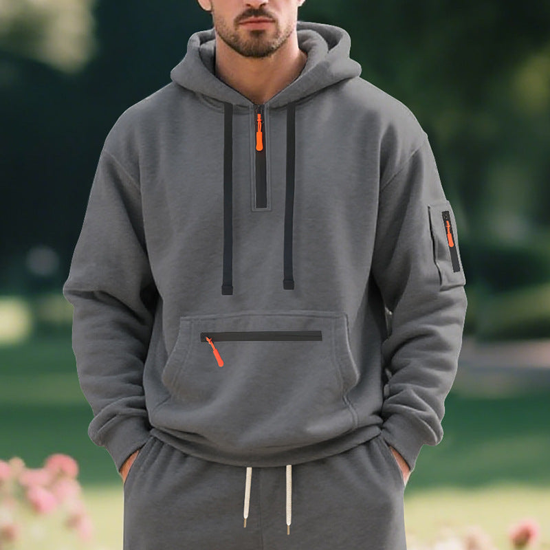 Street-wave Men's Breathable Functional Zip Hoodie With Front Pocket For Active Lifestyles