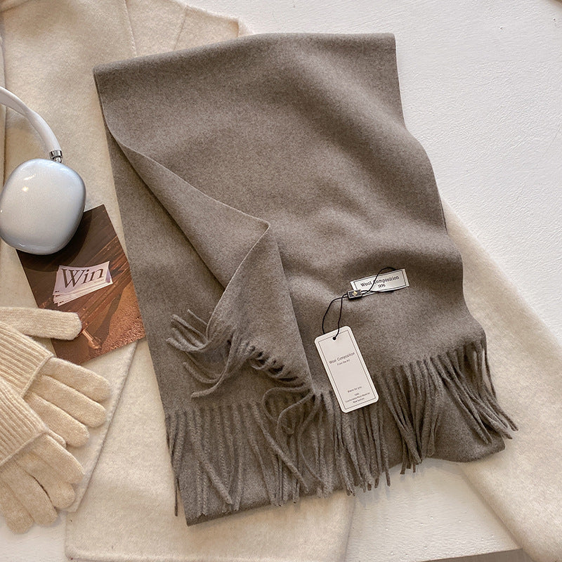 Women's Plain Tassel Scarf with Soft Fabric and Versatile Style