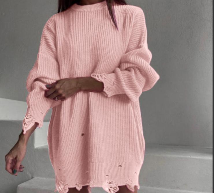 Street-wave Oversized Knit Dress For Women Cozy Breathable Comfort For Everyday Streetwear