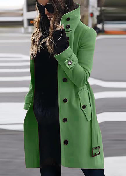 Street-wave Women's Elegant Double-Breasted Wool Coat Breathable Comfort Chic All Season Outerwear