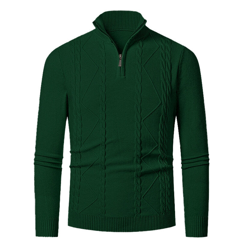 Street-wave Mens Cable Knit Sweater With Stand Collar For Men Cozy Warmth And Style