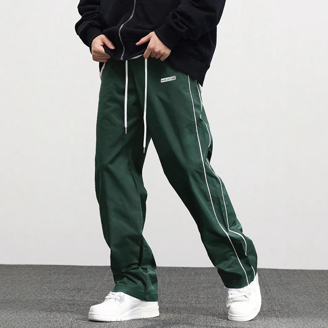 Men's Premium Leisure Track Pants With Adjustable Waistband And Side Stripes By Street-Wave