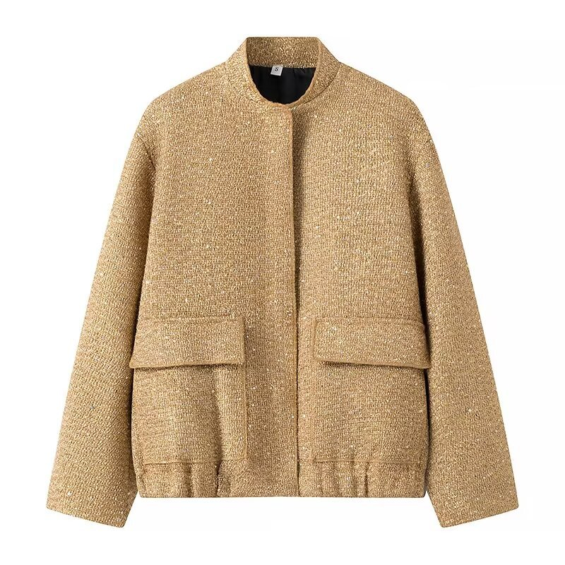 Street-Wave Women's Sequin Bomber Jacket With Glam Sparkle For Party Nights And Evening Events