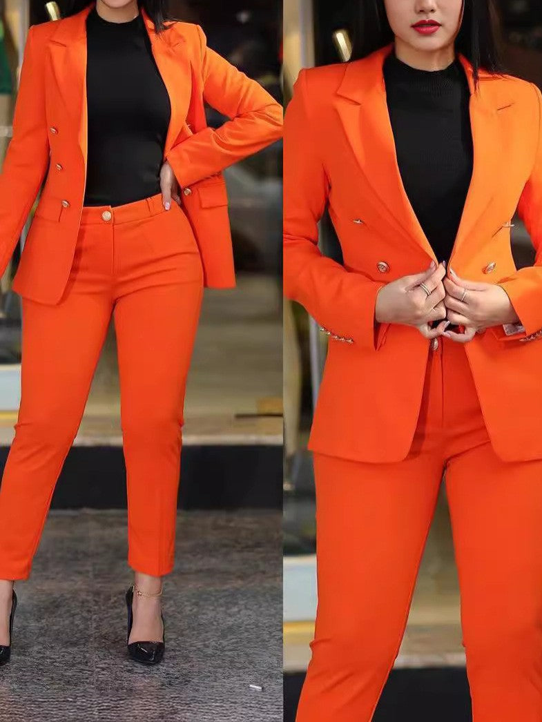 Street-wave Women Elegant Suit Set With Tailored Blazer And Slim Trousers For Office Confidence